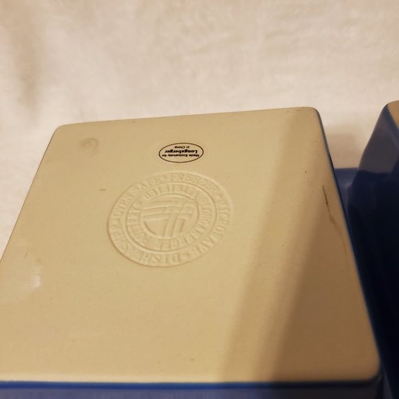 Longaberger Pottery Woven Traditions Blue Divided Dish - Picture 5 of 7